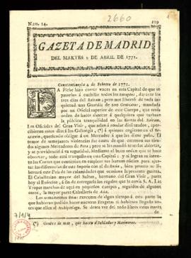 Gaceta de Madrid de 2 de abril de 1771
