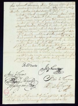 Orden del marqués de Villena del libramiento a favor de Blas Antonio de Nasarre de 882 reales y 1...