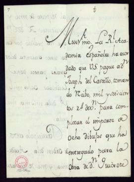 Carta de Juan Trigueros a Gaspar de Montoya sobre el acuerdo de pago a José del Castillo de 1600 ...
