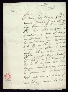 Carta de José de Solís y Gante, conde de Saldueña, a Vincencio Squarzafigo en la que le comunica ...