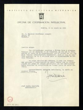 Carta de José María Souvirón, secretario de la oficina de Cooperación intelectual del Instituto d...