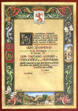 Diploma de hijo adoptivo de la provincia de León