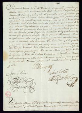 Orden del marqués de Villena del abono a favor de Vincencio Squarzafigo de 6272 reales de vellón ...