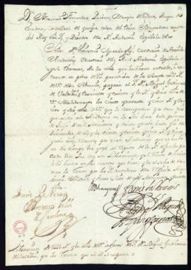 Orden del marqués de Villena de libramiento a favor de Miguel Gutiérrez de Valdivia de 331 reales...