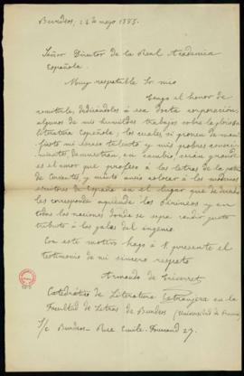 Carta de Armando de Tréverret  al director [el conde de Cheste] con la que remite algunas de sus ...