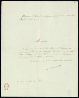 Carta de León de Monge al director [el conde de Cheste] de agradecimiento por su nombramiento com...