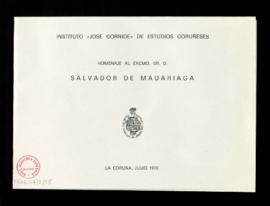 Programa del homenaje del Instituto José Cornide de Estudios Coruñeses a Salvador de Madariaga
