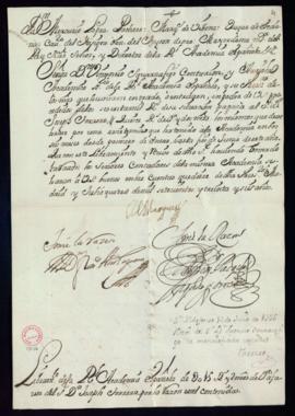 Orden del marqués de Villena del libramiento a favor de José Torrero de 15 reales y 2 maravedís d...