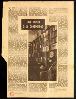 Recorte del diario ABC con el artículo Don Ramón o la continuidad, por M. [Melchor] Fernández Alm...