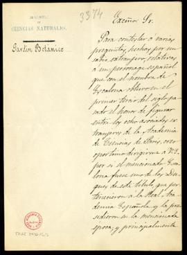 Carta de Miguel Colmeiro, director del Jardín botánico, al duque de Uceda y de Escalona en la que...