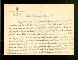Carta de Antonio Alcalá Venceslada a Francisco Rodríguez Marín en la que agradece su carta y el e...