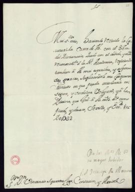 Carta del príncipe de Masserano a Vincencio Squarzafigo de agradecimiento por el envío del tercer...