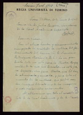 Carta de pésame de Luzio Ambrussi al secretario, Julio Casares, por el fallecimiento de Francisco...