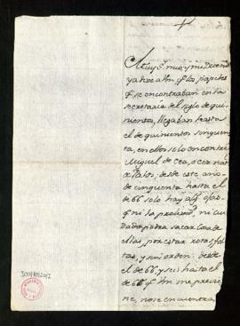 Carta de José de Castilla a Lorenzo [Nicolás] Guillelmi sobre la falta de noticias sobre  Miguel ...