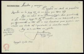 Carta de Juan Moneva y Puyol a Julio Casares en la que le dice que se ha quedado sin papeletas y ...