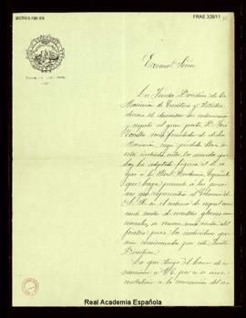 Carta de Juan Comba, secretario de la Asociación de Escritores y Artistas, a Manuel Tamayo y Baus...