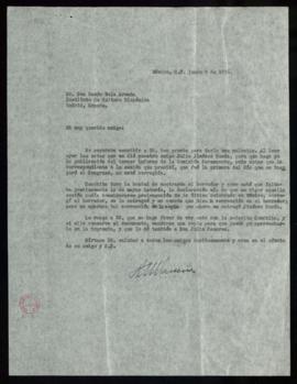 Carta de Alberto María Carreño a Ramón Bela Armada en la que le indica errores en las actas del C...