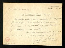 Carta de José Manuel Pedregal a Melchor Fernández Almagro en la que le pide que lea con benevolen...