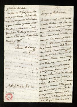 Carta de Vicente de Garro a Vicente de los Ríos en la que le agradece el envío de la "Vida d...