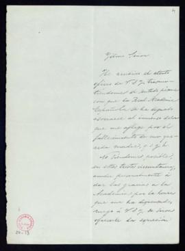 Carta del duque de Rivas  [Enrique Ramírez de Saavedra] al secretario, Manuel Tamayo y Baus, de a...