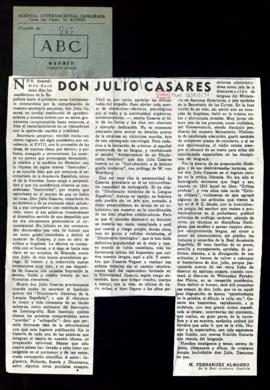 Don Julio Casares, por Melchor Fernández Almagro
