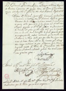 Orden del marqués de Villena de libramiento a favor de Jacinto de Mendoza de 90 reales y 17 marav...