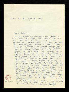 Carta de Salvador [Fernández Ramírez] a Rafael [Lapesa] en la que le comenta que Humberto Toscano...
