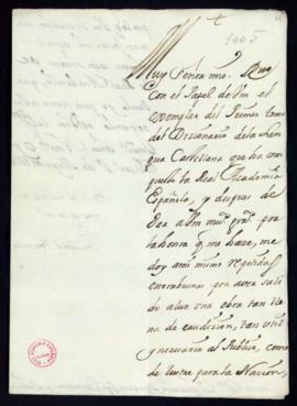 Carta de Gabriel Bermúdez a Vincencio Squarzafigo de agradecimiento por el envío del primer tomo ...