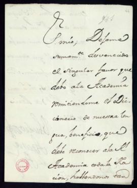 Carta del duque de Arcos a Vincencio Squarzafigo de agradecimiento por el envío del primer tomo d...
