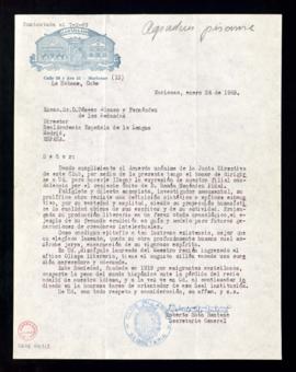 Carta de Roberto Soto Santana, secretario del Club Villarino, a Dámaso Alonso, director de la Rea...