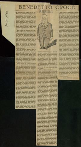 Necrología de Benedetto Croce por Adolfo Muñoz Alonso, diario Arriba