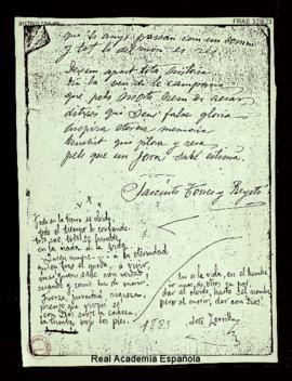 Fotocopia de un poema manuscrito de José Zorrilla