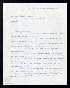 Carta de María Blanca Lozano Alonso a Rafael Lapesa, secretario de la Real Academia Española, con...