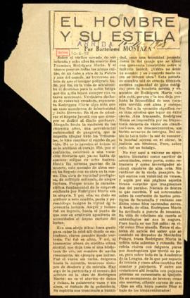 Recorte de prensa del diario Arriba con el artículo El hombre y su estela, firmado por Bartolomé ...