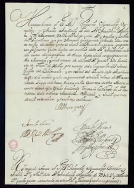 Orden del marqués de Villena del abono a favor de Vincencio Squarzafigo de 7108 reales de vellón ...