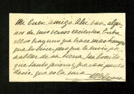 Tarjeta firmada de M.ª Teresa Roca de Togores, marquesa viuda de Alquibia