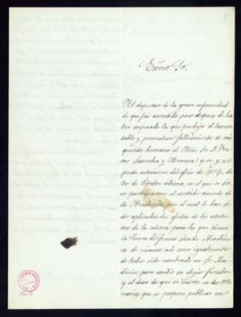 Carta de José Saavedra Meneses al secretario [Manuel Bretón de los Herreros] de agradecimiento po...