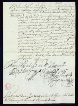 Orden del marqués de Villena del libramiento a favor de Blas Antonio de Nasarre de 692 reales y 2...