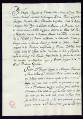 Libramiento de 1100 reales de vellón a favor de Mauricio de Cano, amanuense, y Pedro Arias, portero