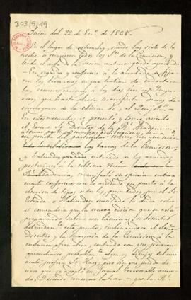 Acta de la Comisión del Quijote del día 22 de enero de 1868
