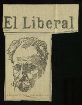 Recorte del diario El Liberal [de 4 de febrero de 1928], con un retrato de José Rodríguez Carracido