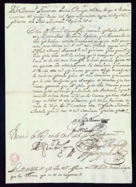 Orden del marqués de Villena de libramiento a favor de Francisco Antonio Zapata de 1516 reales y ...