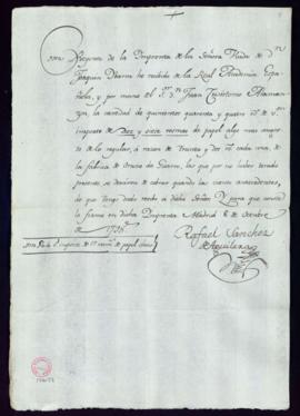 Recibo de Rafael Sánchez de Aguilera, regente de la imprenta de la viuda de Ibarra, de 544 reales...