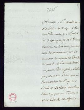 Carta de Bernardo de Iriarte a Francisco Antonio de Angulo en la que le indica que se queda al cu...