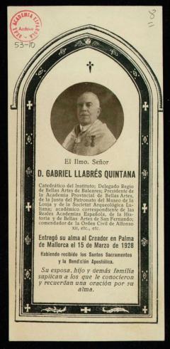 Recordatorio de la muerte de Gabriel Llabrés Quintana