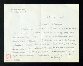 Carta de E. Giménez Caballero a Melchor Fernández Almagro en la que le dice que es un cadáver y q...