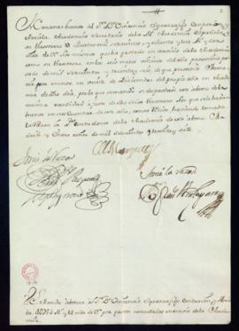 Orden del marqués de Villena del abono a favor de Vincencio Squarzafigo de 4783 reales de vellón ...