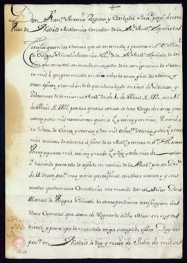 Certificación de las cuentas desde 1.º de abril 1750 a 15 de abril de 1751