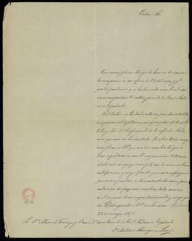 Carta de Antônio Henriques Leal al secretario de la Real Academia Española, Manuel Tamayo y Baus,...