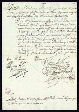 Orden del marqués de Villena de libramiento a favor de Antonio Zapata de 500 reales de vellón de ...